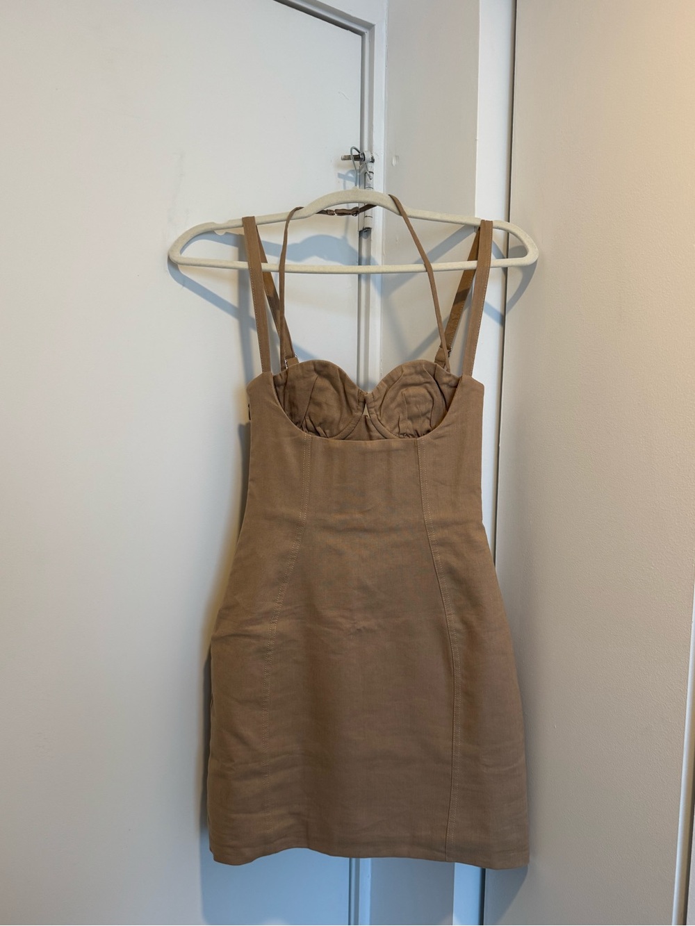 Oh Polly Tan Bustier Mini Dress